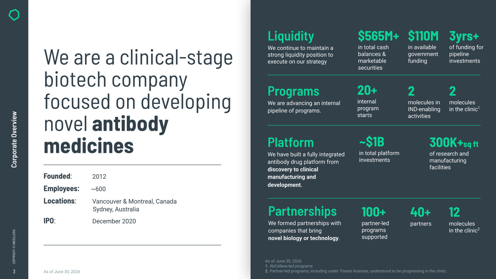 AbCellera Corporate Overview — August 2026 — slide 3 of 38