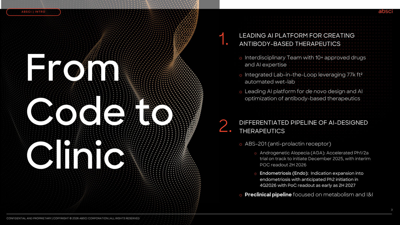 Corporate Presentation March 2026 — Generative AI Drug Creation — slide 3 of 79