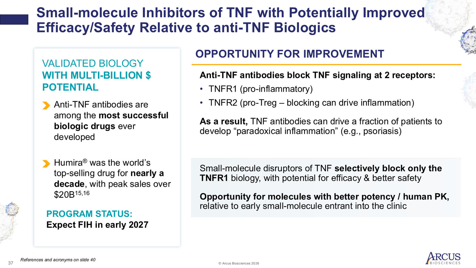 Arcus Biosciences 1Q26 Corporate Presentation — slide 37 of 40