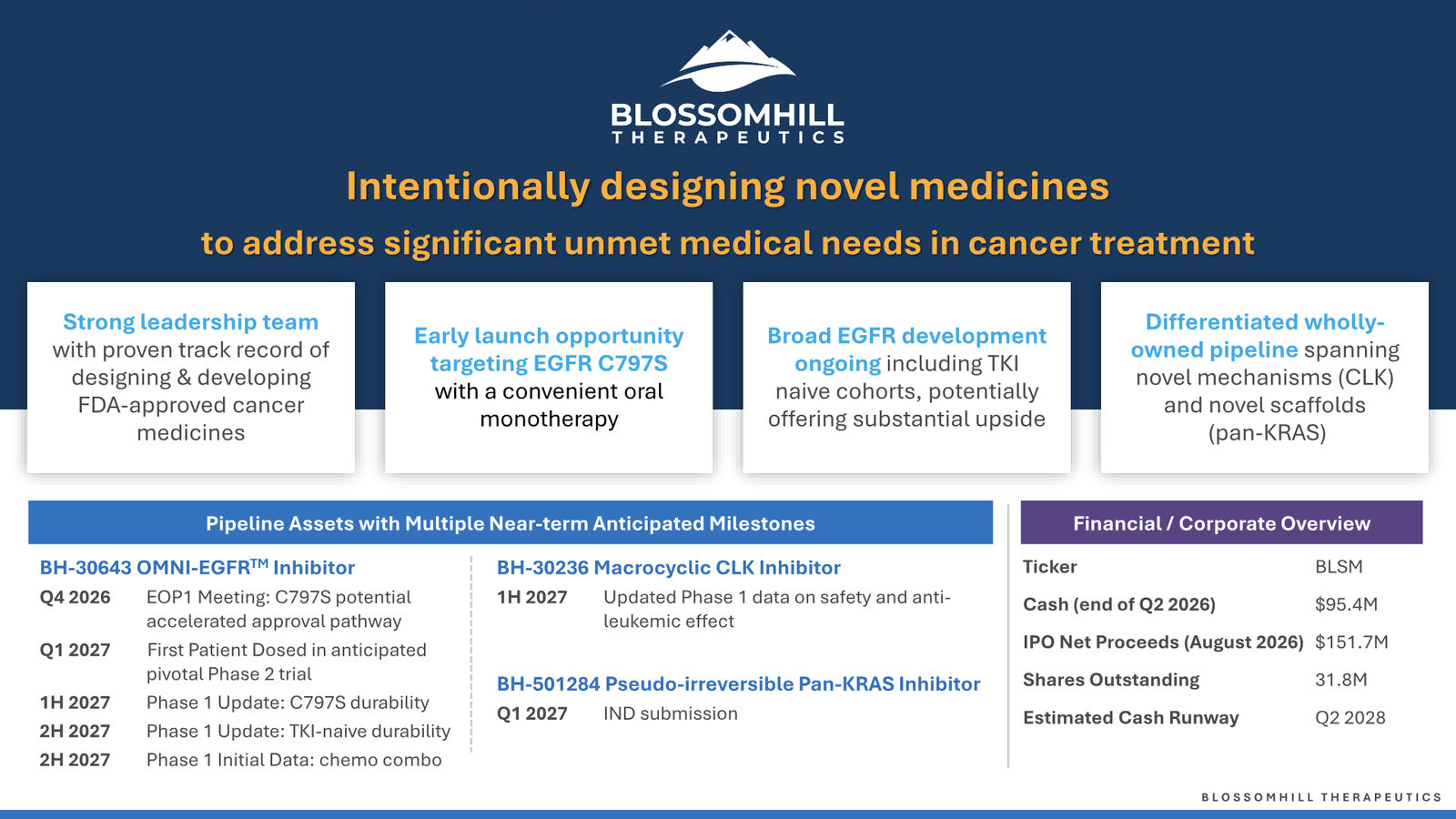 BlossomHill Corporate Presentation — slide 3 of 37