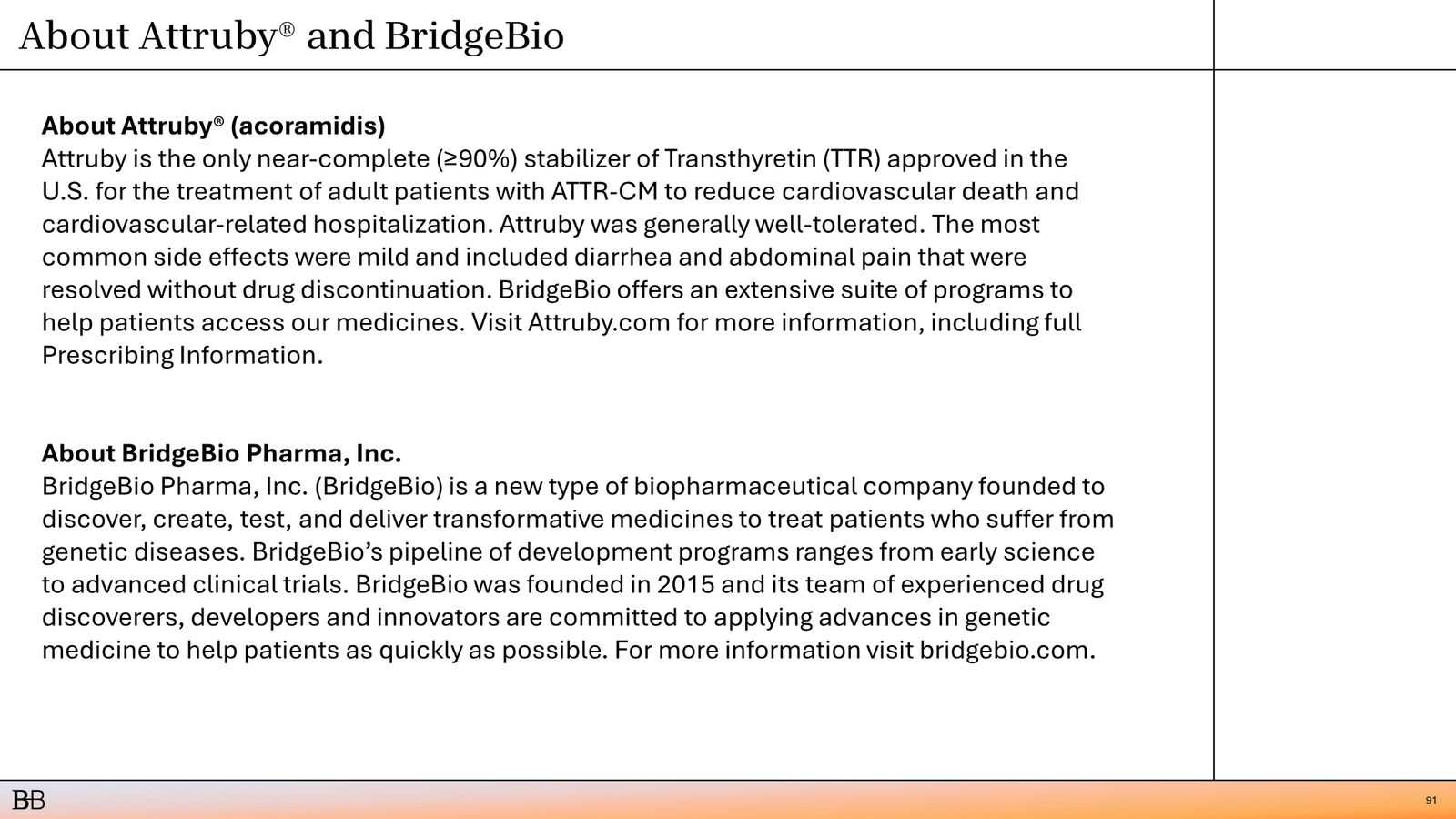 BridgeBio Corporate Presentation February 2026 — slide 92 of 92
