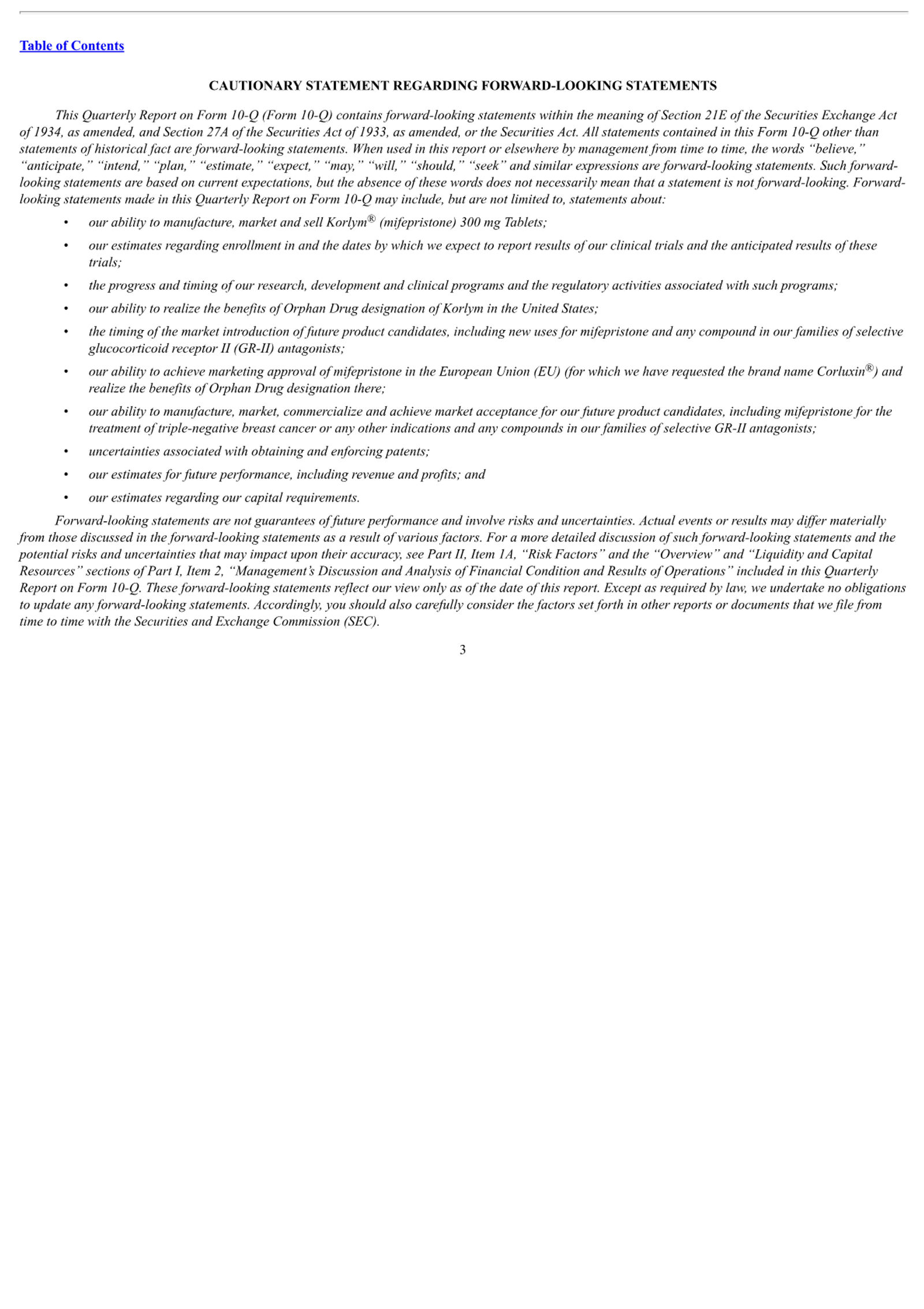 Corcept Therapeutics Corporate Presentation — slide 3 of 52
