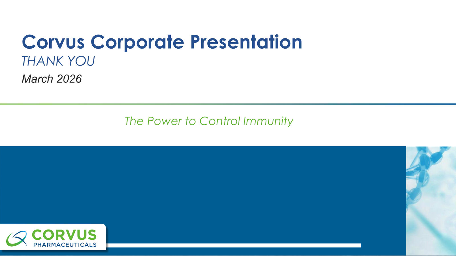 Corvus Pharmaceuticals Corporate Presentation — slide 37 of 37
