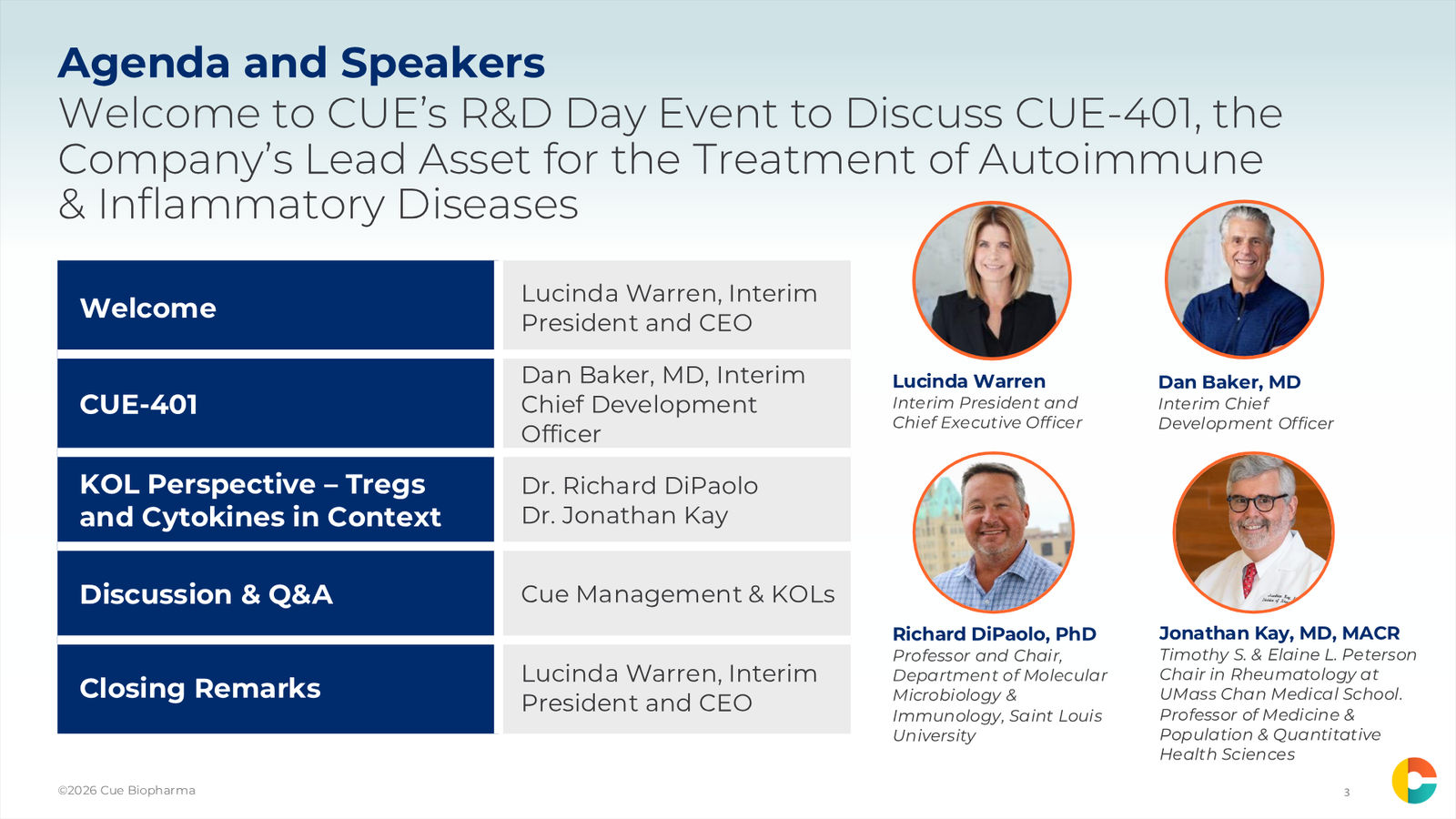 Cue Biopharma R&D Day Event — slide 3 of 33