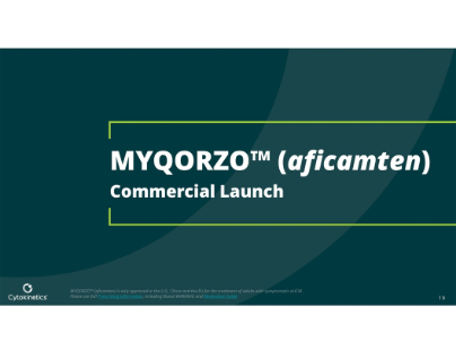 Cytokinetics Corporate Presentation May 2026 — slide 19 of 37