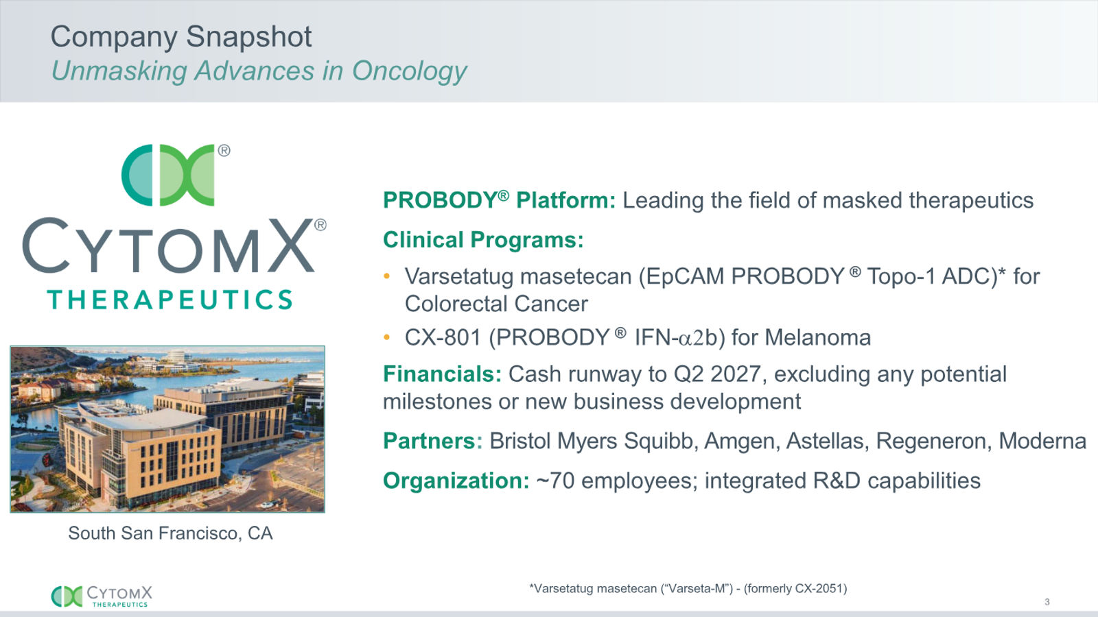 CytomX Therapeutics JP Morgan 2026 — slide 3 of 32