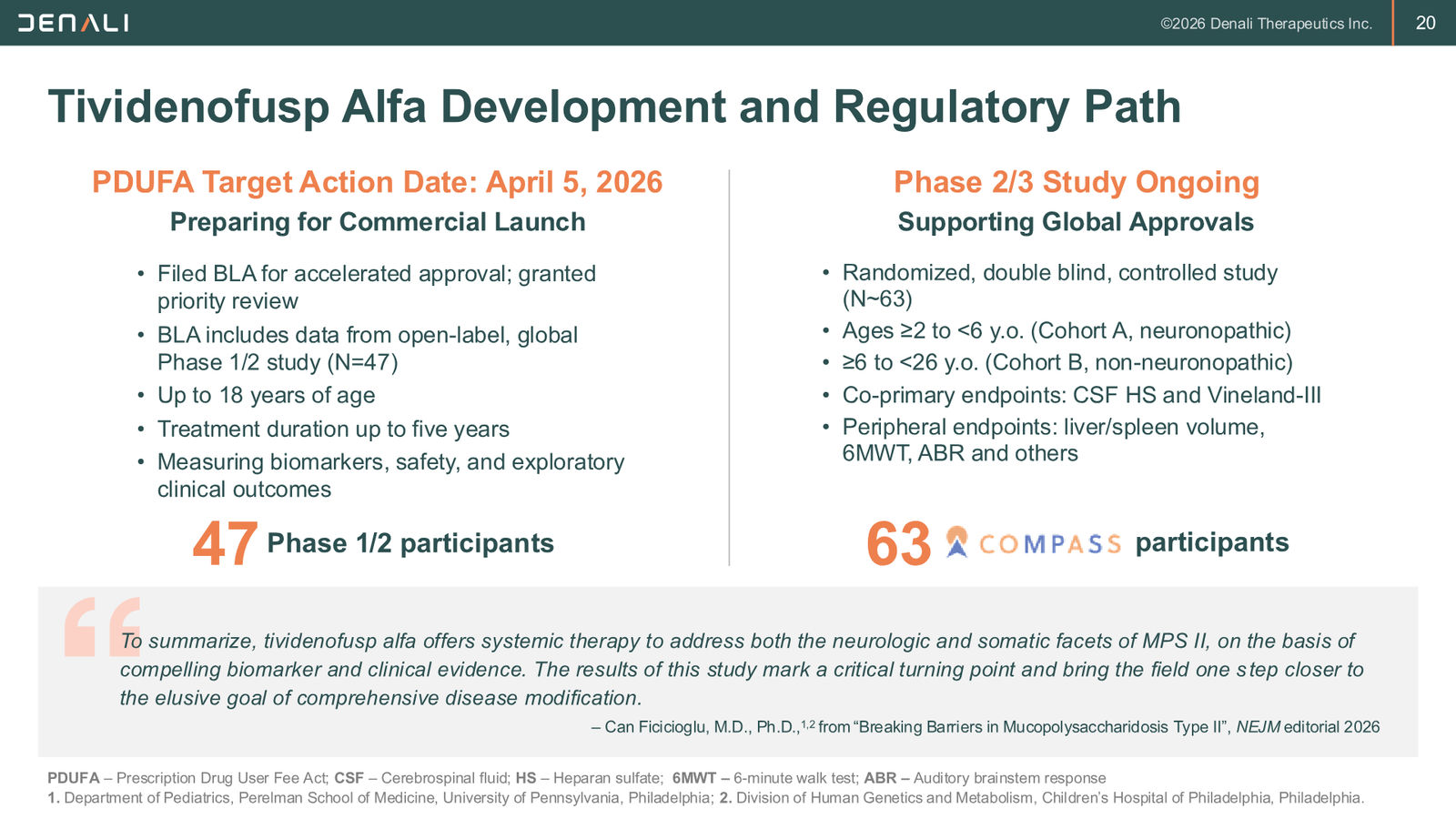 DNLI Corporate Presentation — January 2026 — slide 20 of 37