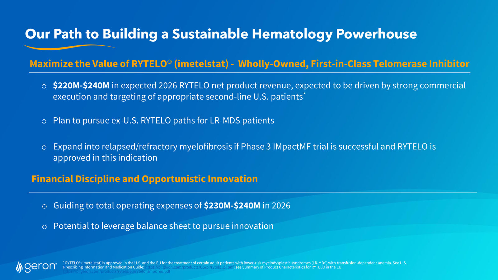 Geron Corporate Presentation February 2026 — slide 23 of 25