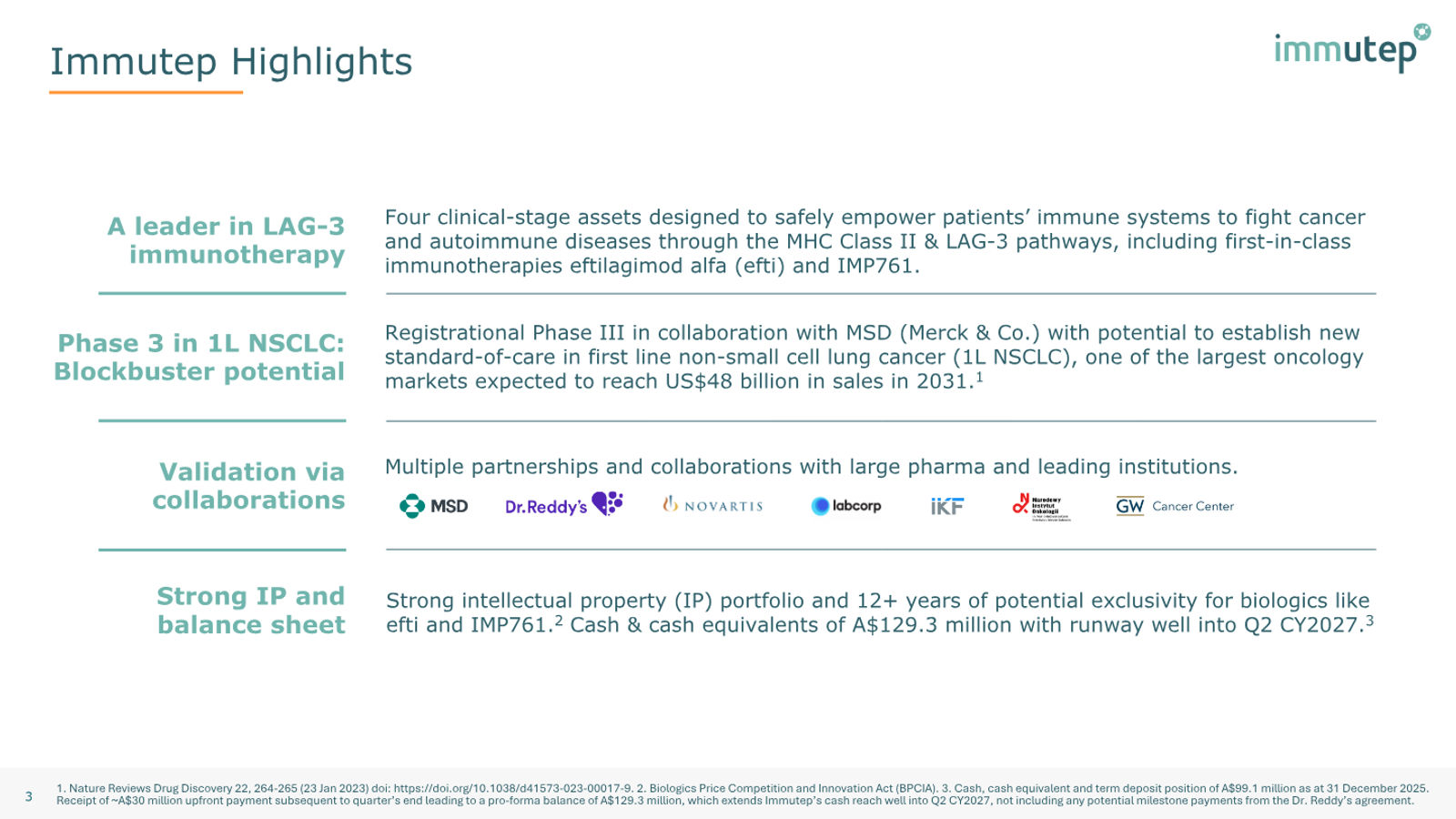 Immutep Corporate Presentation — February 2026 — slide 3 of 39