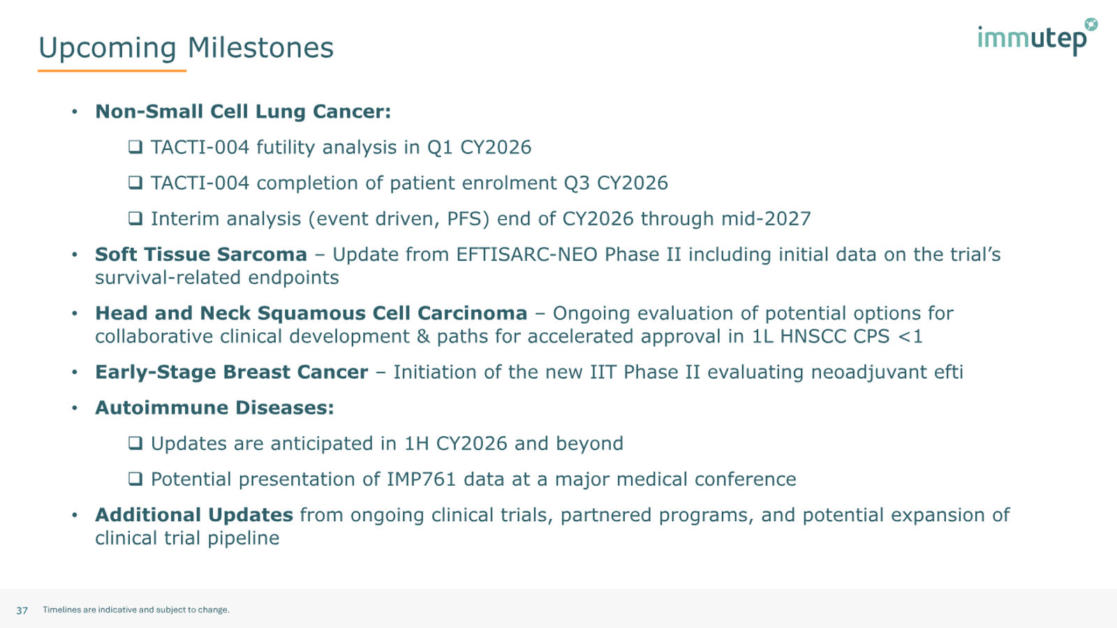 Immutep Corporate Presentation — February 2026 — slide 37 of 39