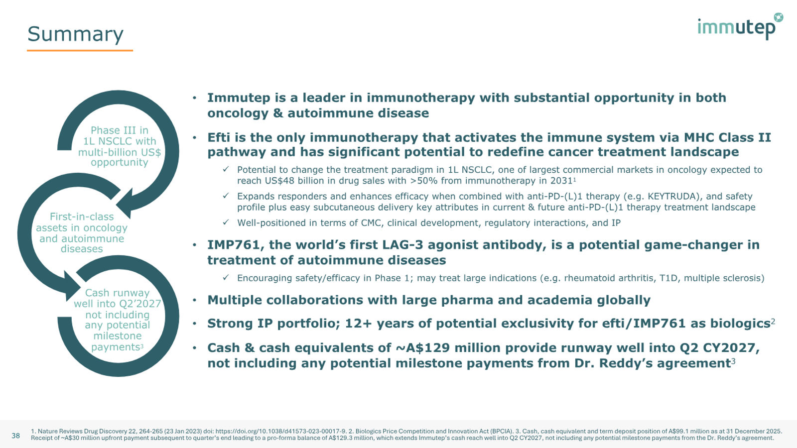 Immutep Corporate Presentation — February 2026 — slide 38 of 39