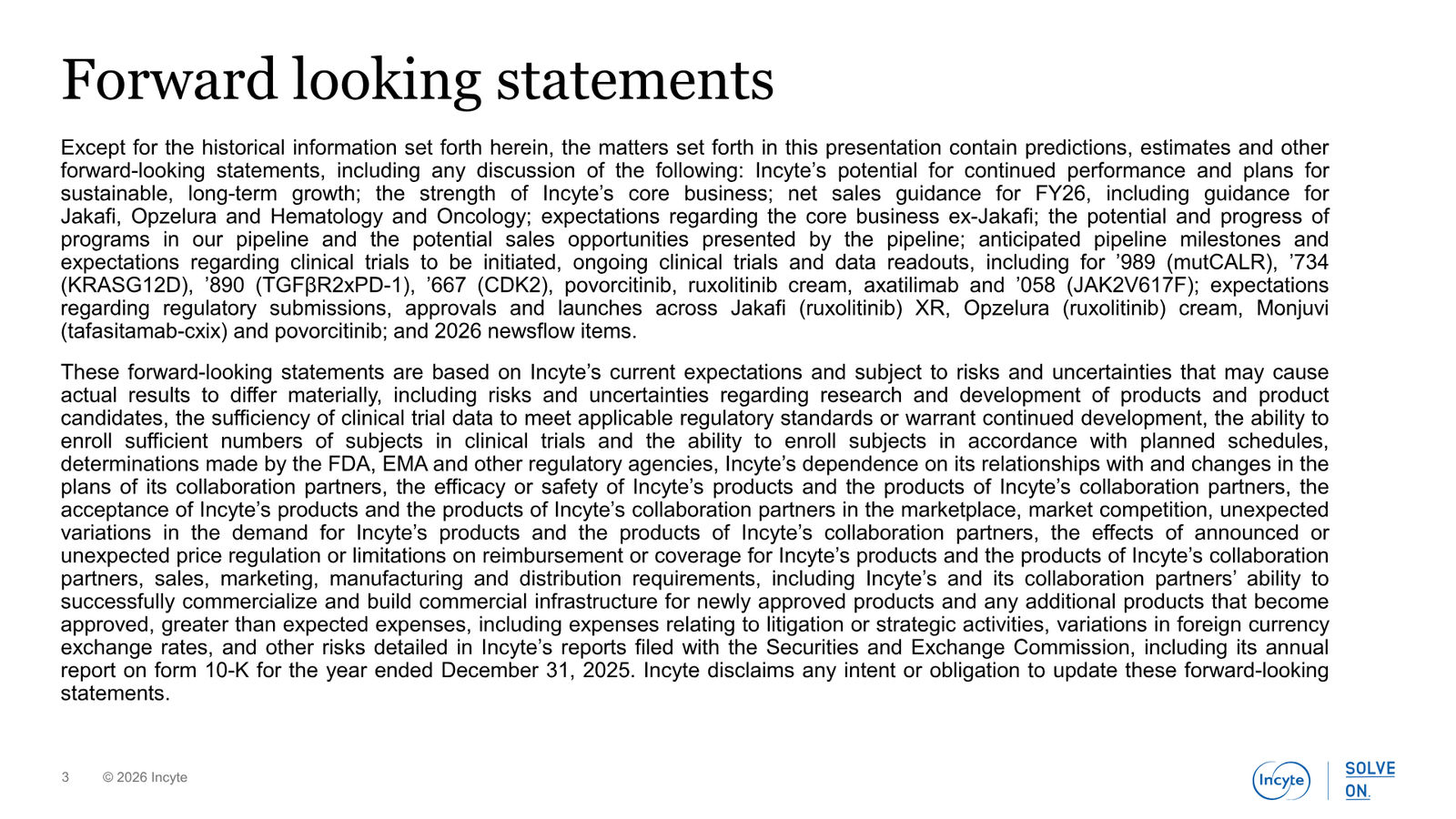 Incyte Corporate Presentation — slide 3 of 31