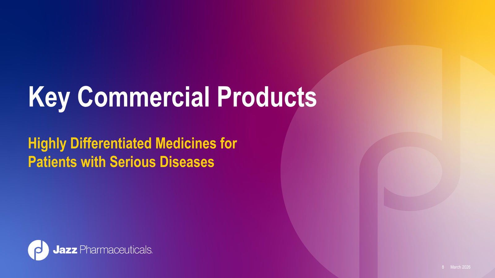 Jazz Pharmaceuticals Corporate Overview — slide 8 of 42