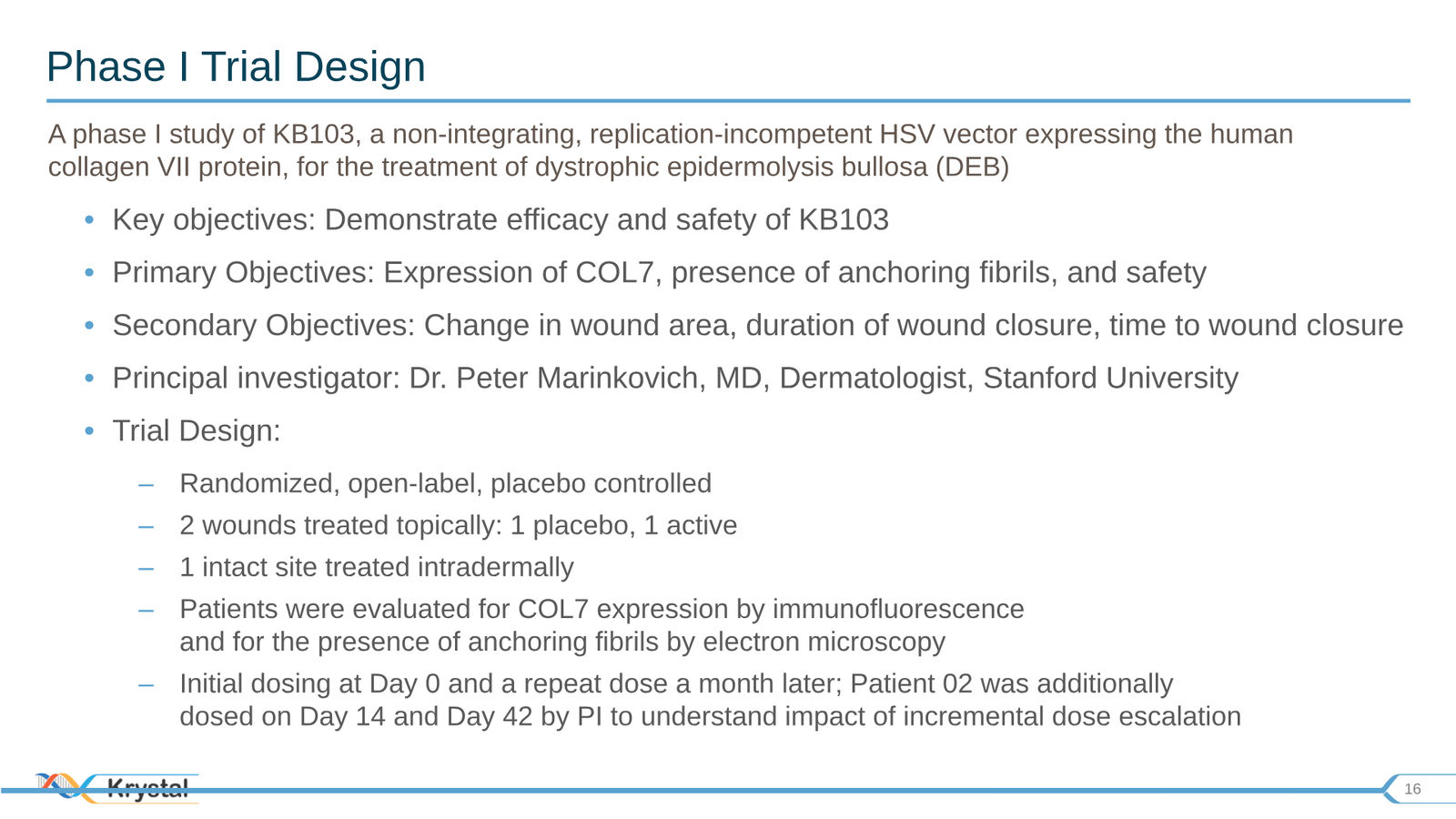 Krystal Biotech Corporate Presentation Q3 2019 — slide 16 of 43