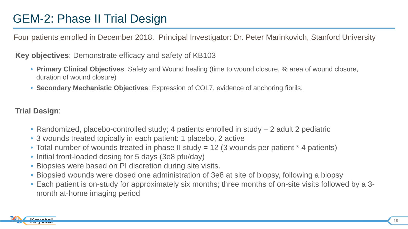 Krystal Biotech Corporate Presentation Q3 2019 — slide 19 of 43