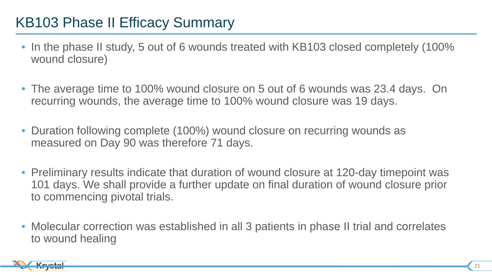 Krystal Biotech Corporate Presentation Q3 2019 — slide 21 of 43