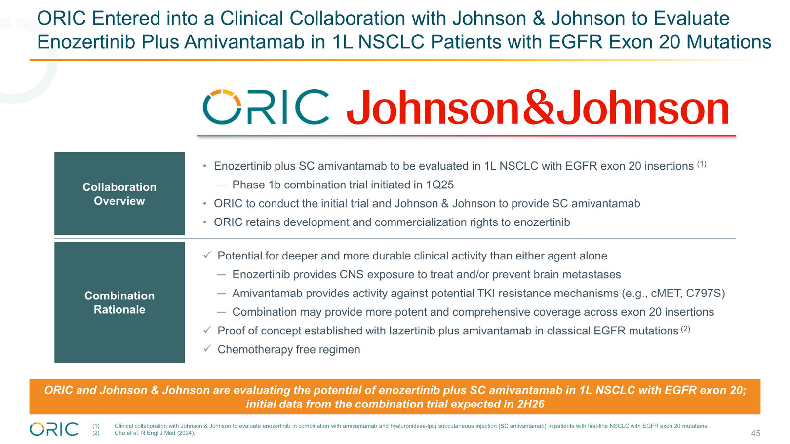 ORIC Pharmaceuticals Company Presentation March 2026 — slide 45 of 50