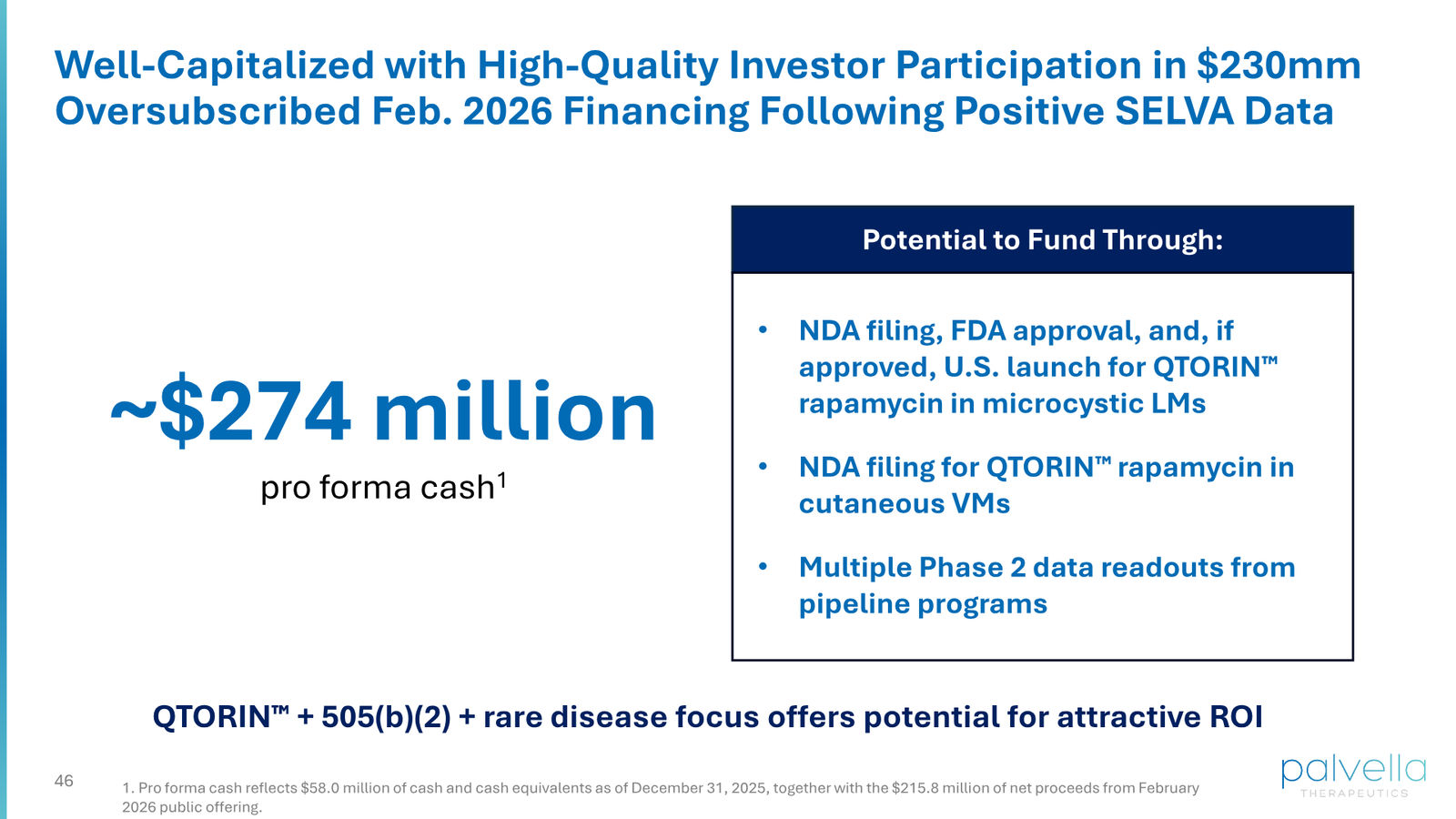 Palvella Therapeutics Corporate Presentation April 2026 — slide 46 of 48