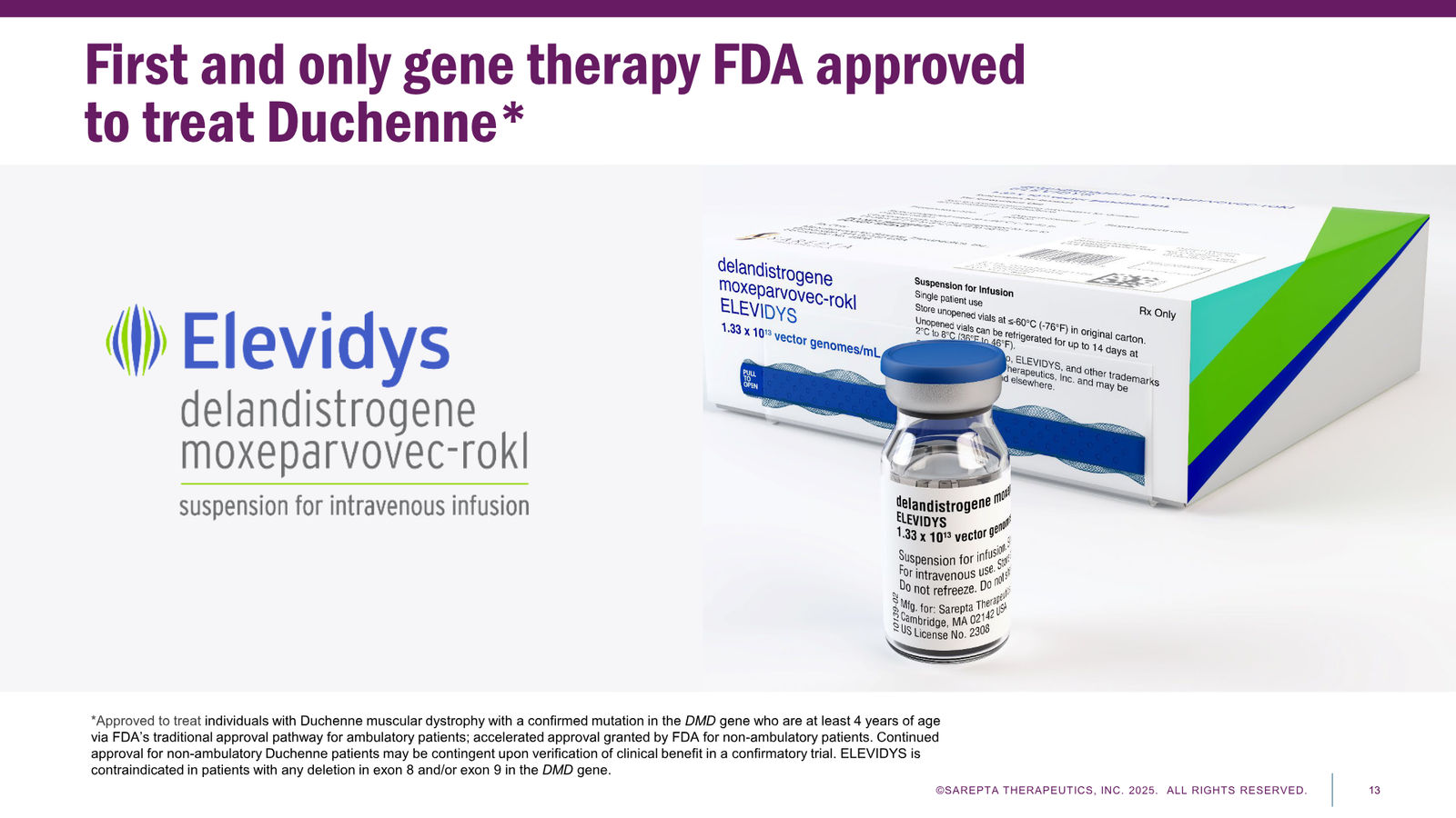 Sarepta Corporate Presentation 2025 — slide 13 of 60