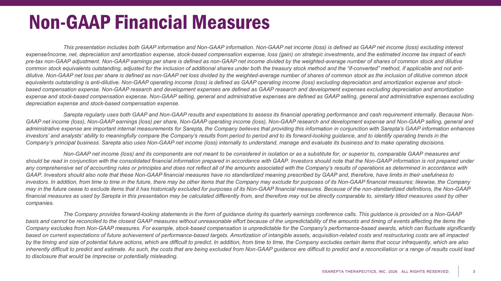 Sarepta First Quarter 2026 Financial Results — slide 3 of 24