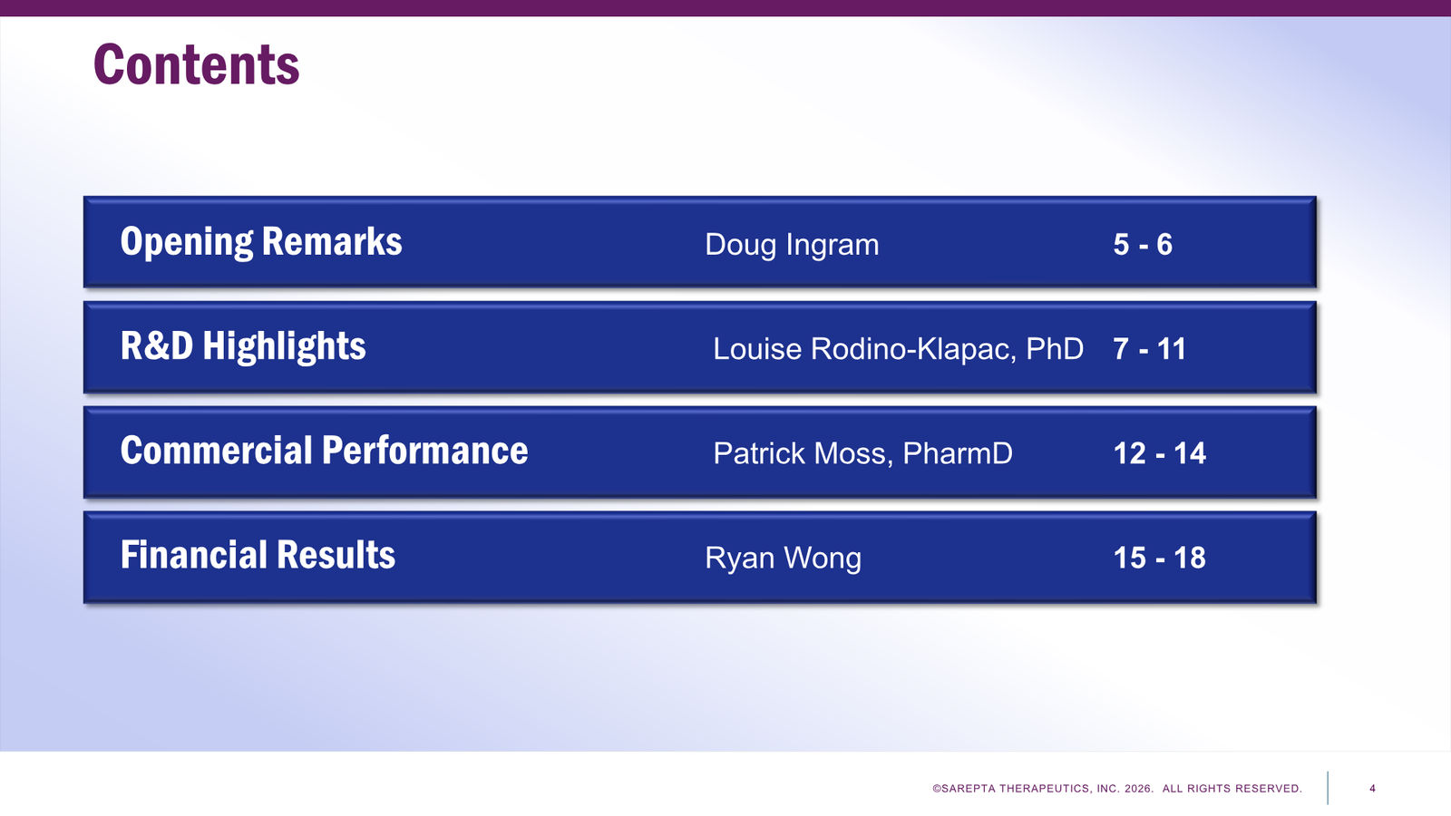 Sarepta First Quarter 2026 Financial Results — slide 4 of 24