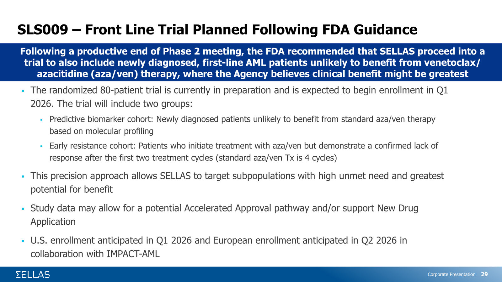 SELLAS Life Sciences Corporate Presentation — February 2026 — slide 29 of 34