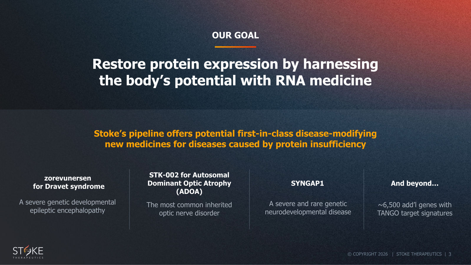 Stoke Therapeutics JP Morgan 2026 — slide 3 of 19