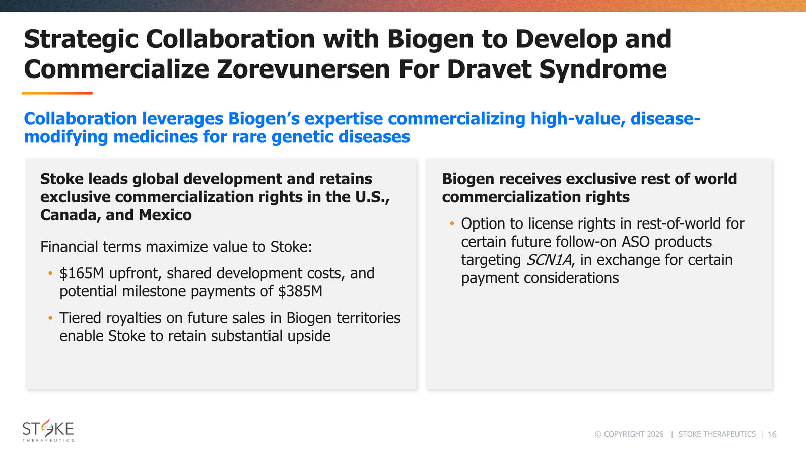 Stoke Therapeutics JP Morgan 2026 — slide 16 of 19