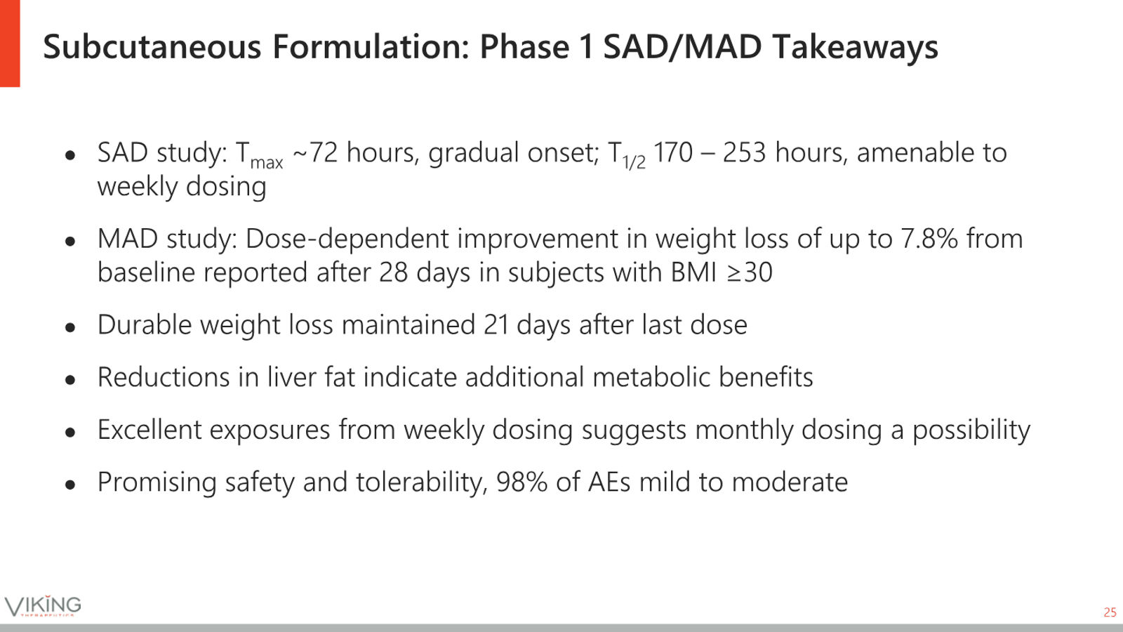 Viking Therapeutics Corporate Presentation May 2026 — slide 25 of 37